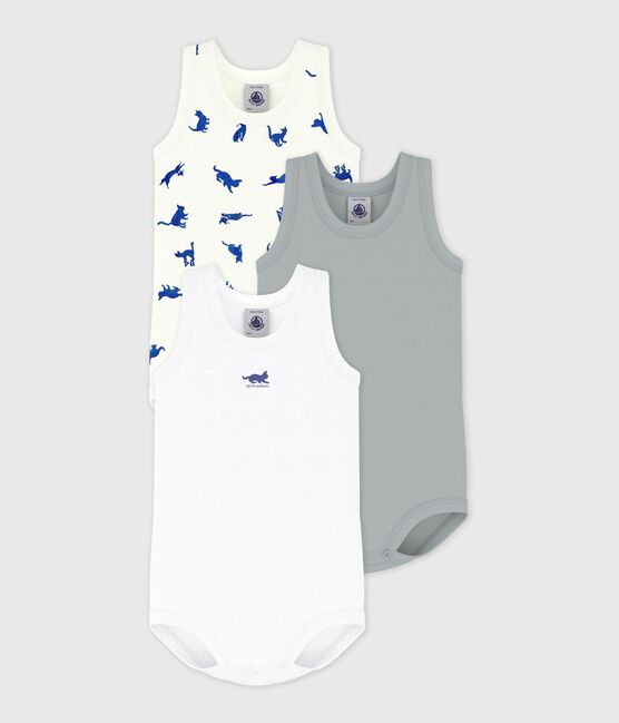 Pack of babies' sleeveless cat print cotton bodies variante 1