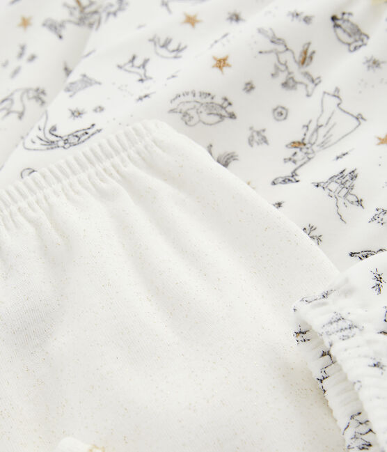 Girls' Velour Nightdress with Leggings MARSHMALLOW white/MULTICO white