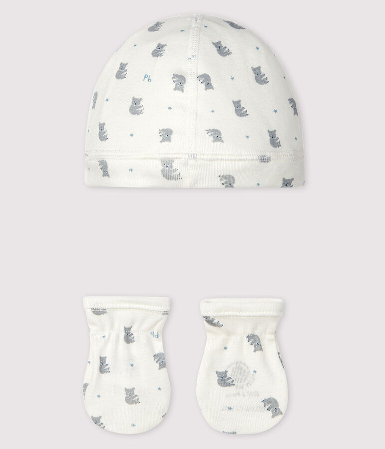 Newborn Babies' Bonnet and Mittens Set in Rib Knit variante 2