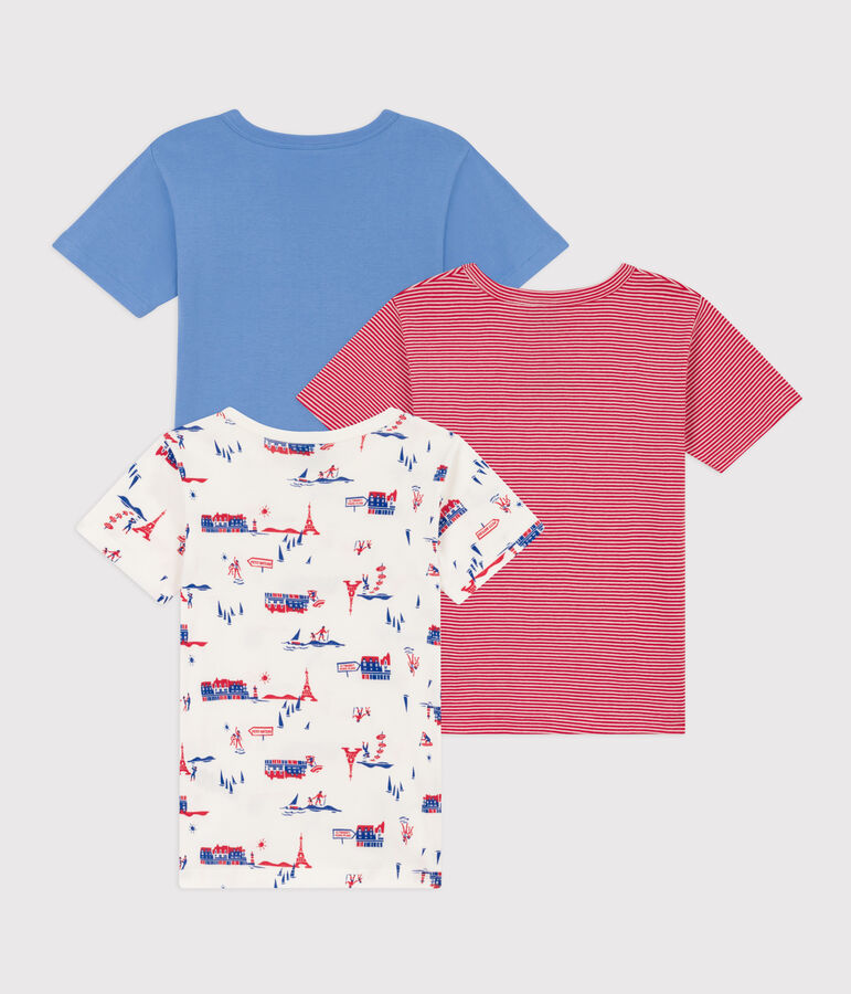 Boys' Paris Themed Short-Sleeved Cotton T-shirts - 3-Pack multicolor