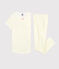 Girls' Yellow Spotted Fine Cotton Pyjamas MARSHMALLOW white/SUNNY