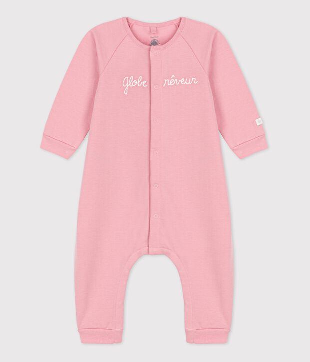 Babies' Organic Cotton Fleece Jumpsuit pink