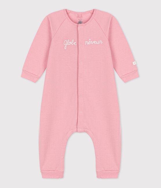 Babies' Organic Cotton Fleece Jumpsuit CHARME pink