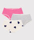Pack of heart-print cotton shorties for children
