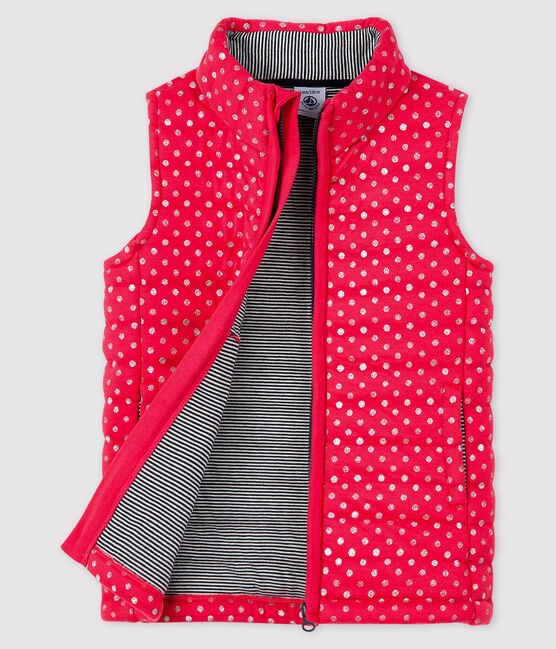 Girls' Sleeveless Jacket POPPY pink/ARGENT grey