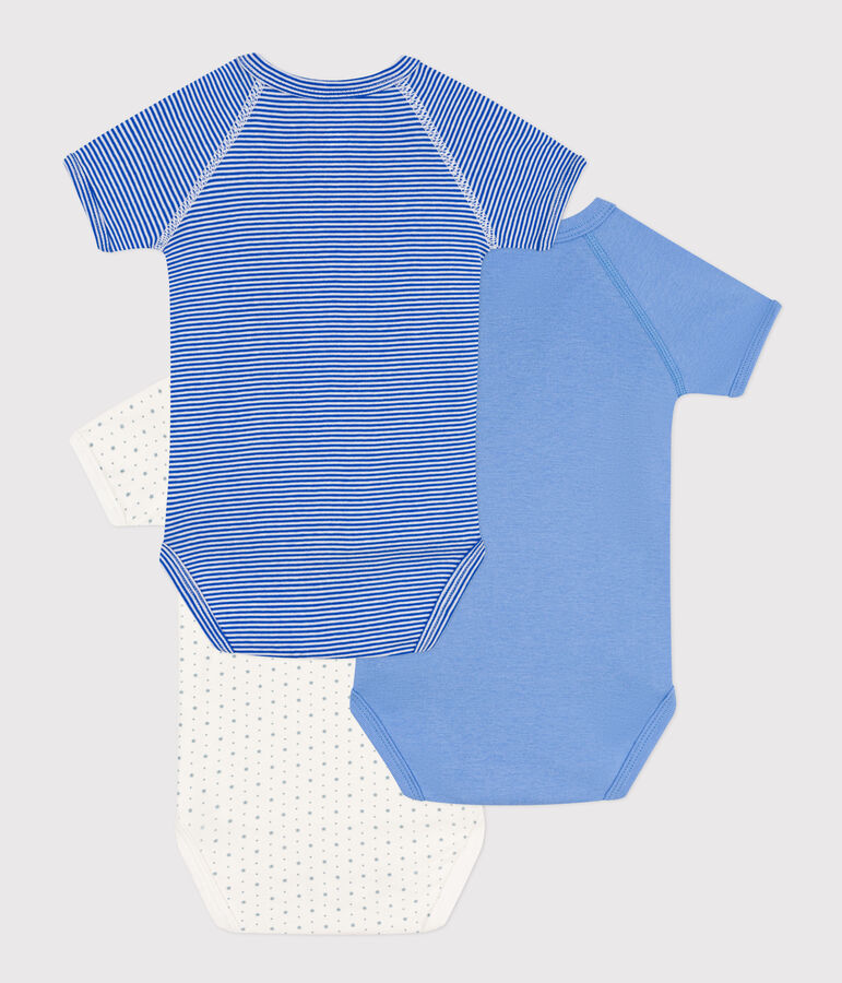 Wrapover Short-Sleeved Patterned Cotton Bodysuits - 3-Pack variante 1