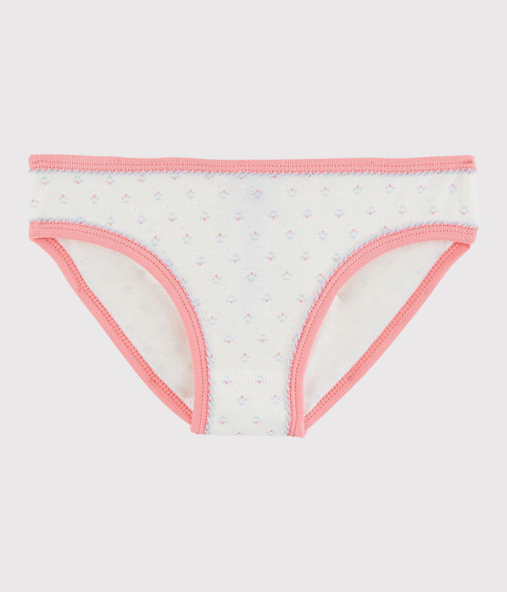 Girls' Cotton Knickers MARSHMALLOW white/GRETEL pink