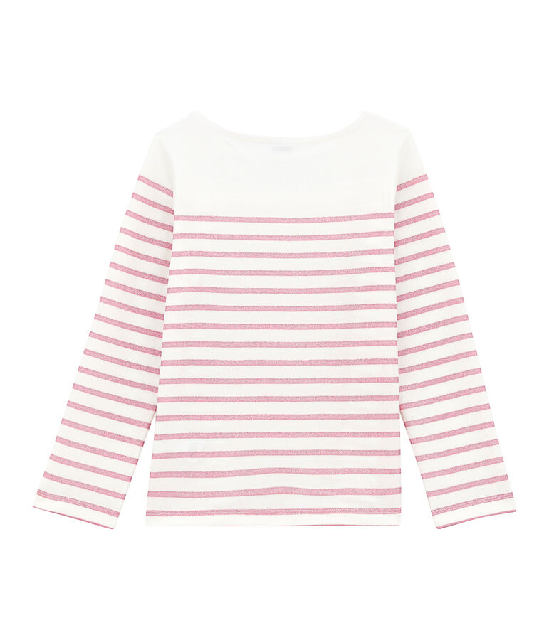 Girl's T-shirt with long sleeves white/pink