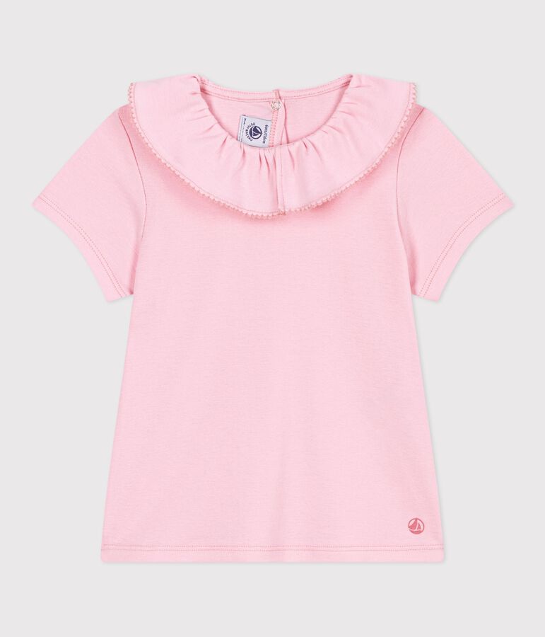 Children's short-sleeved plain cotton T-shirt pink