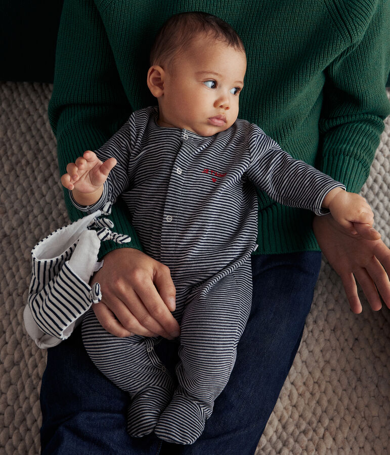 Babies' velour pyjama suit blue/white
