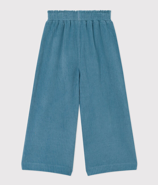 Girls' loose fit velvet trousers POLOCHON blue