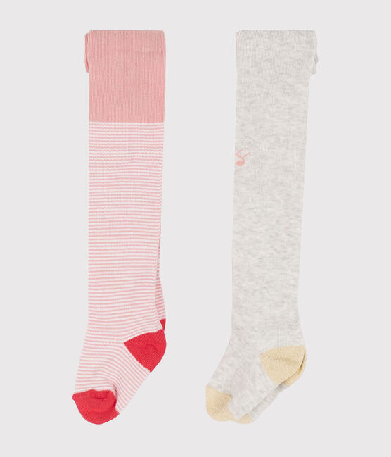 Baby Girls' Tights - 2-Piece Set CHARME pink/MULTICO white