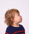 Babies' stripy wool and cotton sailor-style jumper blue/red