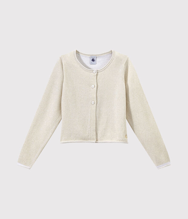 Girls' Smart Cardigan white/brown