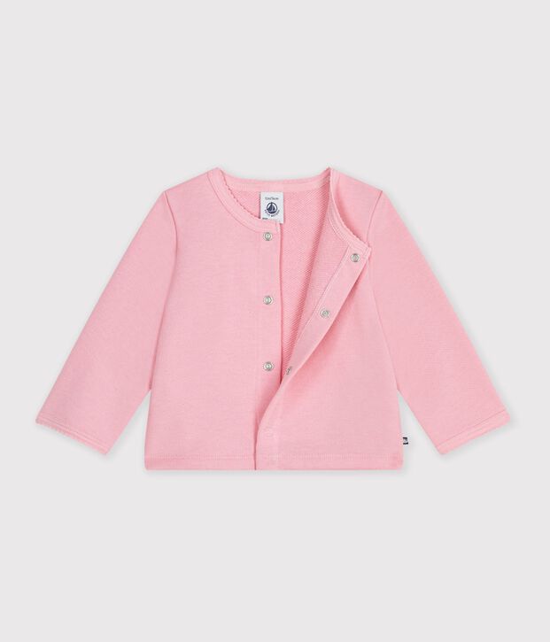 Babies' plain cotton cardigan with a heart badge CHARMI