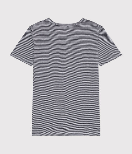 Women's Iconic Striped Cotton V-neck T-Shirt SMOKING blue/MARSHMALLOW white