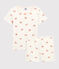 Girls' Crab Print Cotton Short Pyjamas MARSHMALLOW white/MULTICO white