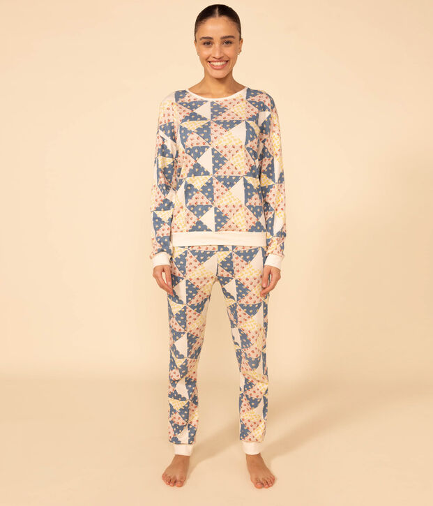 Women's Patchwork Cotton Pyjamas Ecru/multicolor