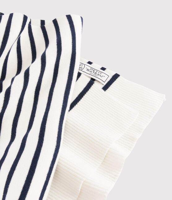 Women's/Men's stripy scarf MARSHMALLOW white/SMOKING blue