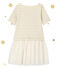 Girl's dual fabric dress with shiny stripes COQUILLE beige/LUREX DORE yellow