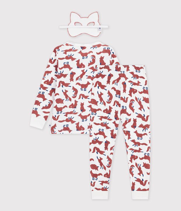 Children's cotton fox costume pyjamas white/multicolor