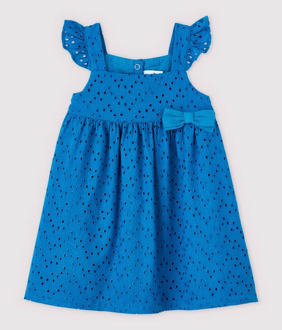 Baby Girls' Strappy Dress with Eyelet Embroidery MYKONOS blue