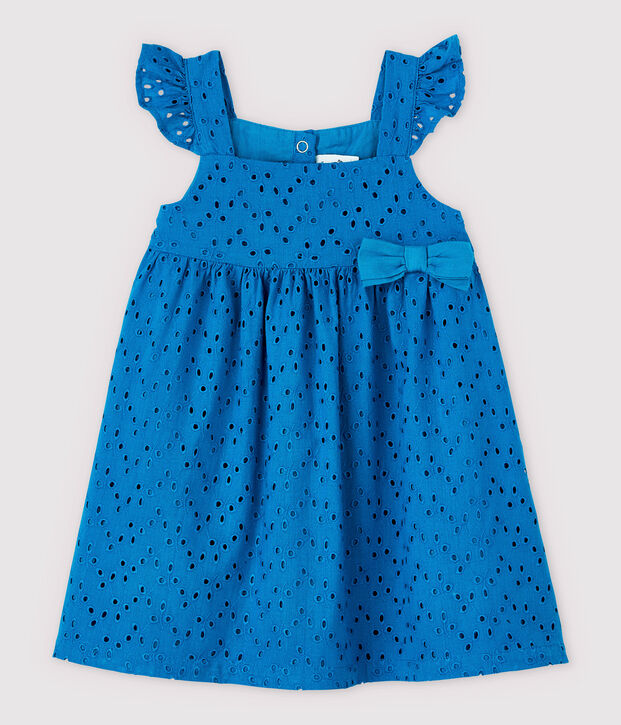 Baby Girls' Strappy Dress with Eyelet Embroidery blue