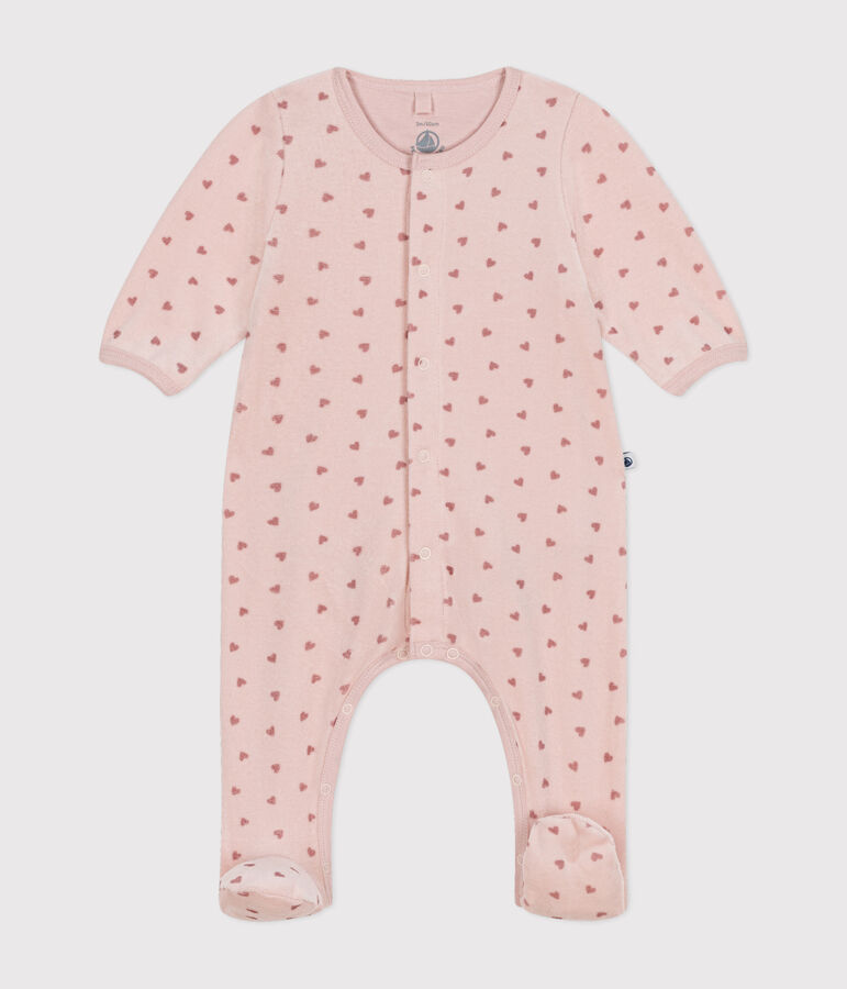 Babies' mini heart print velour bodyjamas pink/pink