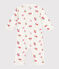 Babies' footless fruit patterned cotton pyjamas with a petal collar MARSHMALLOW white/MULTICO white
