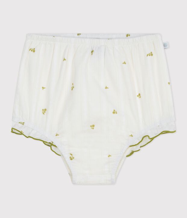 Babies' cotton bloomers printed with flowers white/green