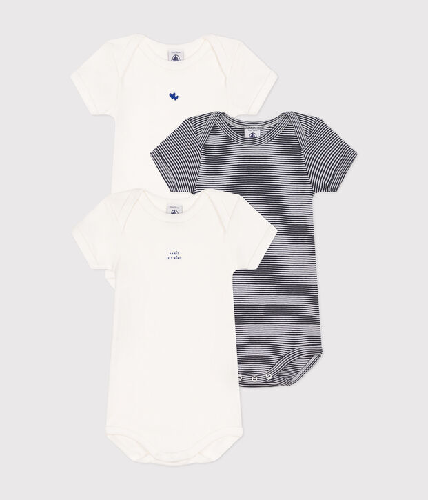 Babies' short-sleeved cotton bodysuits - 3-pack multicolor