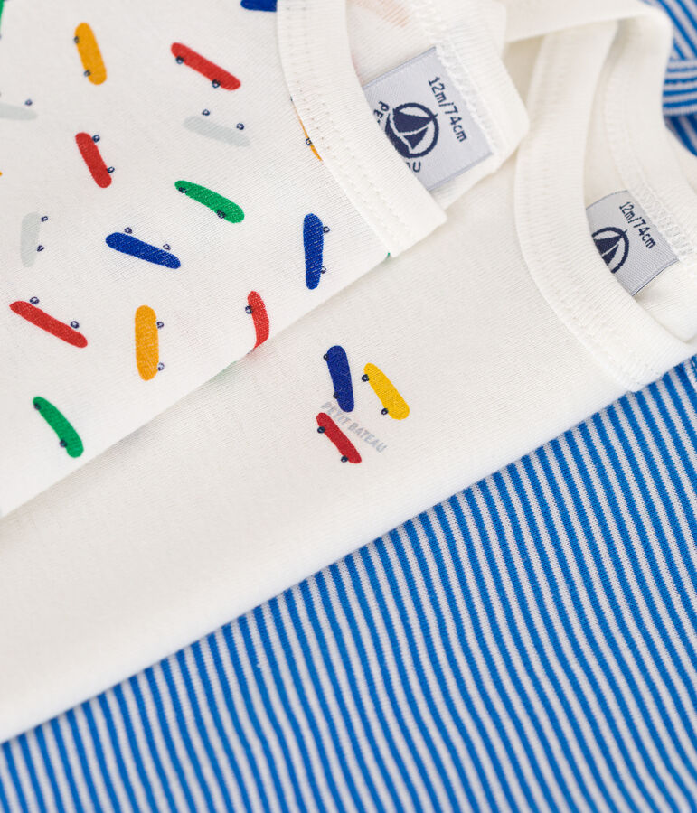 Babies' Short-sleeved Cotton Skate Pattern Bodysuits - 3-Pack multicolor