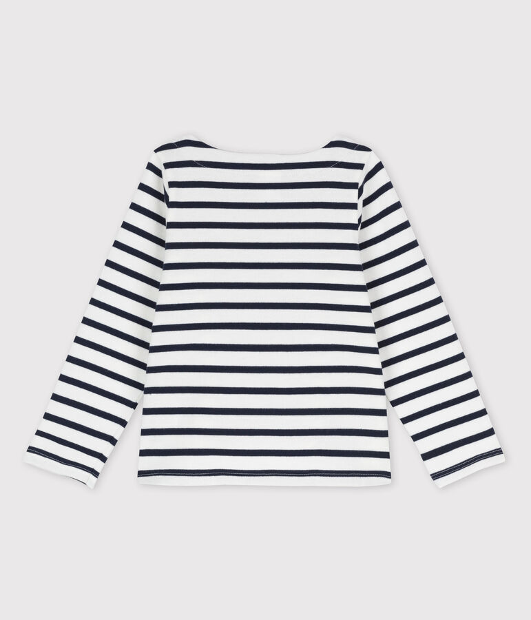Girls' Cotton Breton Top white/blue