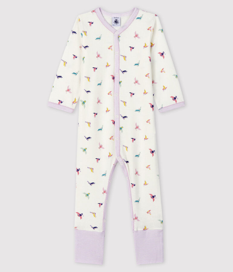 Baby Girls' Ribbed Sleepsuit with Detachable Feet MARSHMALLOW white/MULTICO white