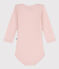 Babies' Stripy Long-Sleeved Cotton/Wool Bodysuit SALINE pink