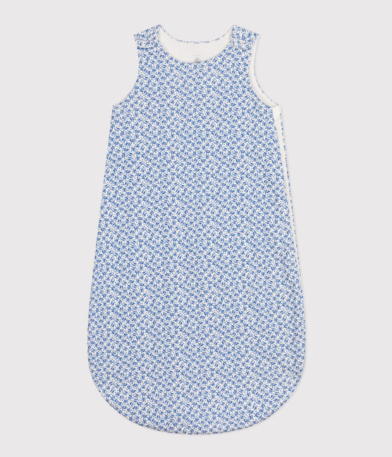 Babies' floral cotton 2 TOG sleeping bag MARSHMALLOW blue/INCOGNITO