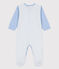 Pinstriped Cotton Sleepsuit PERSE blue/MARSHMALLOW white