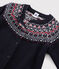 Girls' wool and cotton cardigan SMOKING blue/MULTICO white