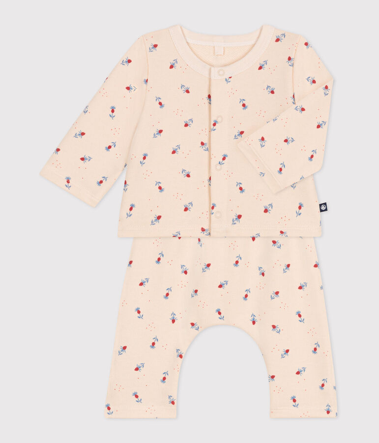 Babies' two-piece cotton outfit Ecru/multicolor