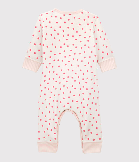 Babies' Footless Padded Cotton Jumpsuit MARSHMALLOW white/PETAL pink