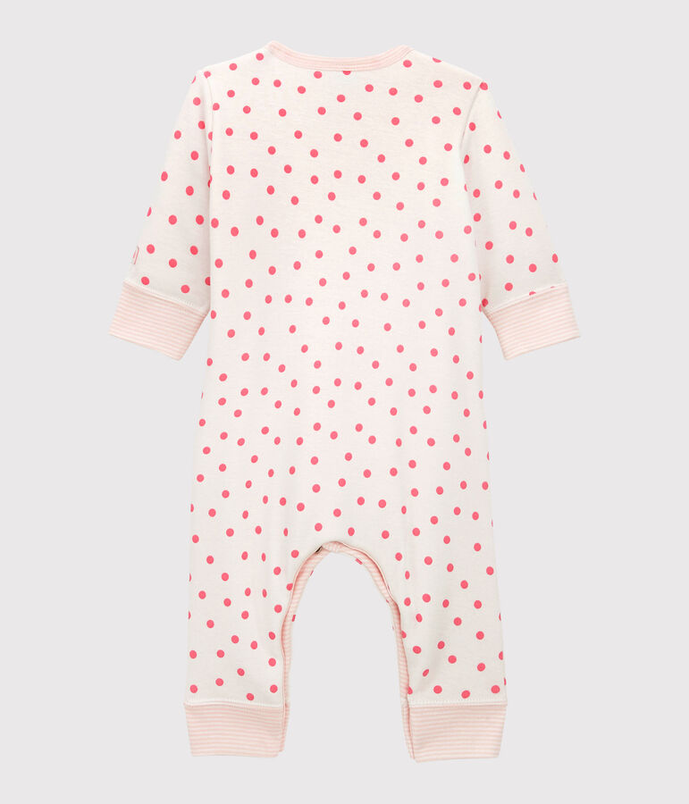 Babies' Footless Padded Cotton Jumpsuit white/pink