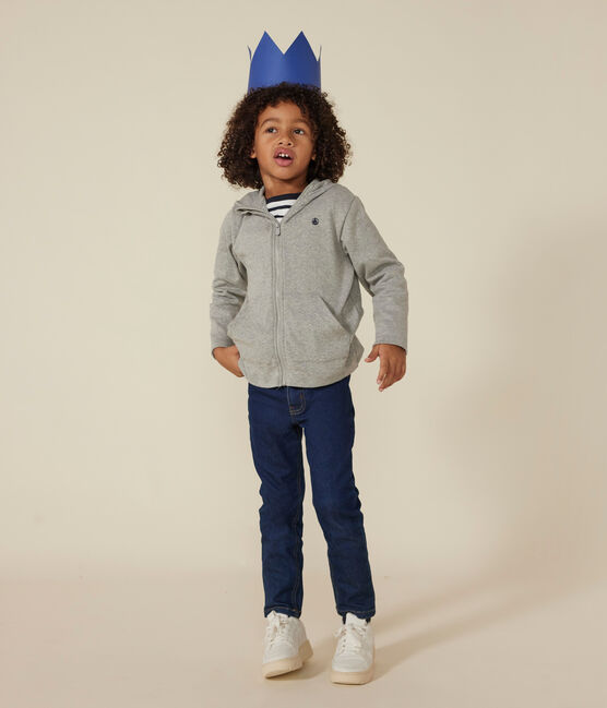 Boys' Cotton Rib Zip-Up Hoodie CHATON CHINE grey