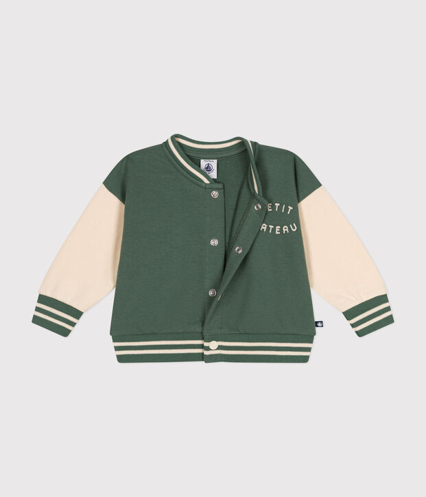 Babies' Fleece Baseball Jacket green/ecru
