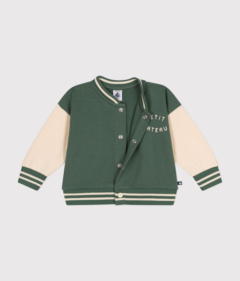 Babies' Fleece Baseball Jacket green/ecru