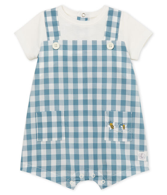 Baby boys' playsuit FONTAINE blue/MARSHMALLOW white