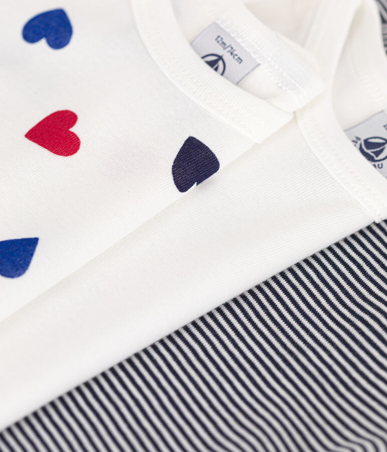 Babies' long-sleeved cotton bodysuits with a triple heart print - 3-pack variante 1