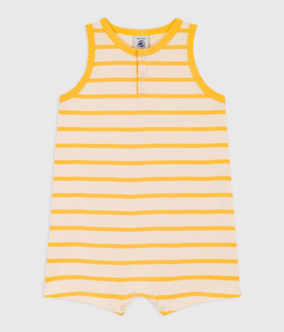 Babies' Striped Rib-Knit Playsuit AVALANCHE yellow/DAISY white