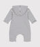 Babies' quilted cotton hooded jumpsuit MARSHMALLOW white/SMOKING blue