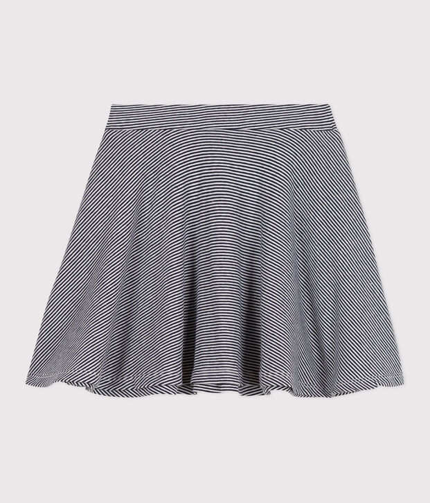 Children's stripy cotton skirt blue/white