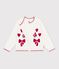 Children's wool and cotton cardigan with little motifs white/red